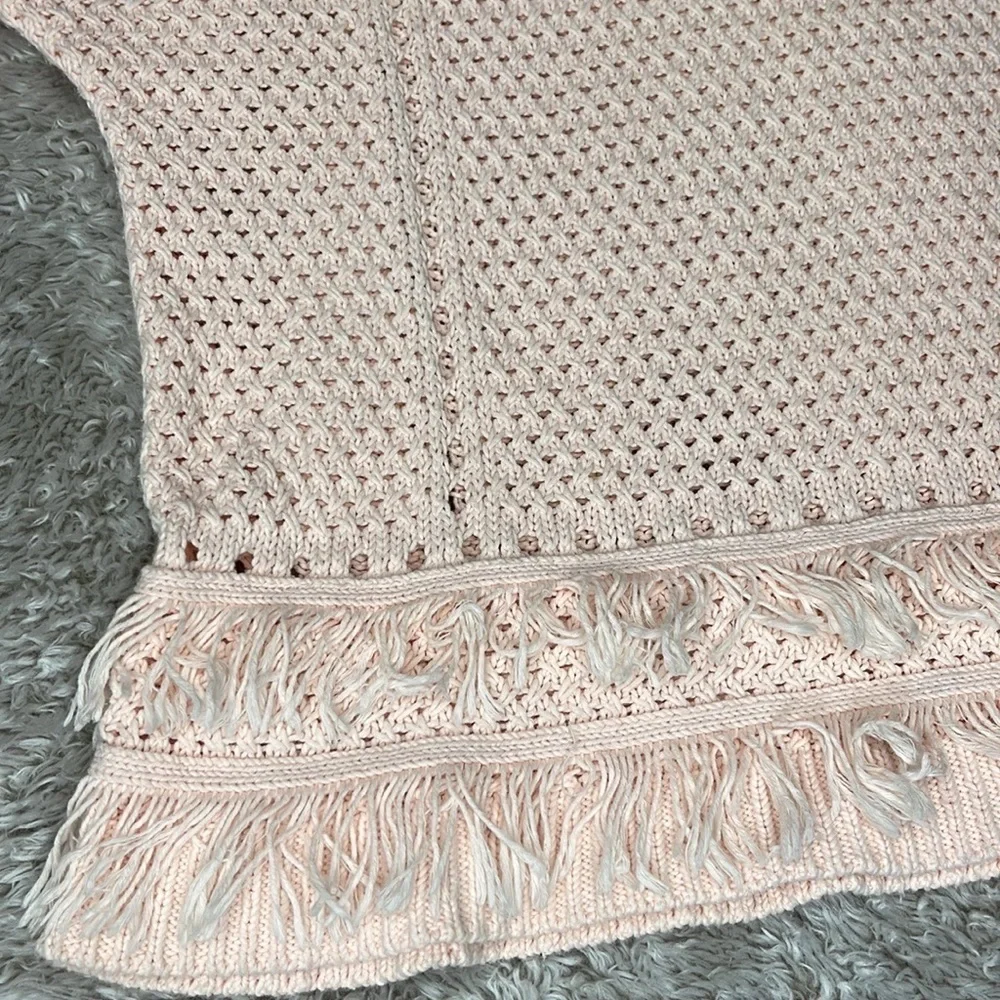 GapKids Peach Open Knit Crochet Fringe Top Sweater Size L 10 Boho